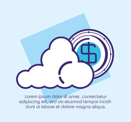 cloud with coin fintech icon