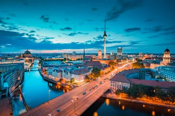 Poster Berlin skyline with Spree river at twilight, Germany © JFL Photography