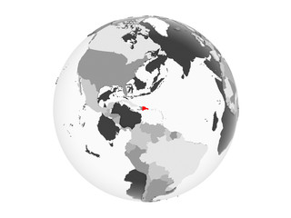 Dominican Republic on grey globe isolated