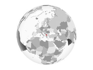 Macedonia on grey globe isolated