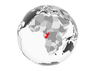 Congo on grey globe isolated