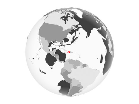 Haiti on grey globe isolated