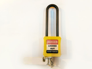 Yellow key lock and tag for process cut off electrical,the toggle tags number for electrical log out tag out
