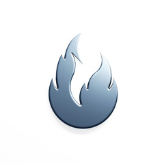 Silver fire flame with negative space. 3D render illustration