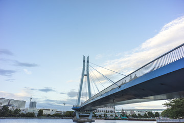 Fototapeta na wymiar tatsumi sakurabashi bridge over shinonome canal
