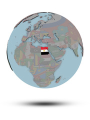 Egypt on political globe isolated