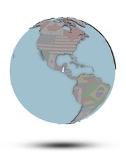 Guatemala on political globe isolated