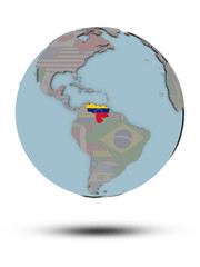 Venezuela on political globe isolated