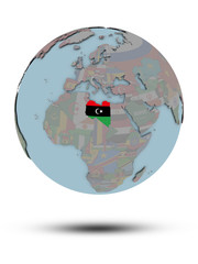 Libya on political globe isolated