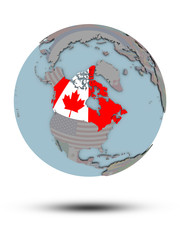 Canada on political globe isolated