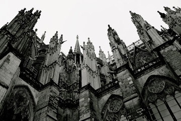 The monumental gothic-style Cologne Cathedral, Germany, stands up flaunting its typical ogival...
