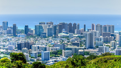 Naklejka premium Waikiki Beach and Honolulu