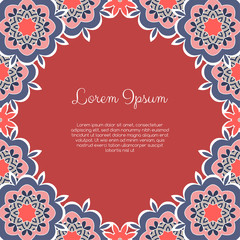 Invitation or greeting card template with abstract ornament. Hand drawn illustration