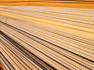 Rusty deformed bars material for reinforcement concrete and building construction.