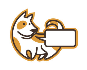 Cute dog character icon with place for text