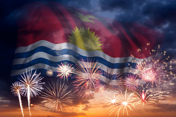 Fireworks and flag of Kiribati