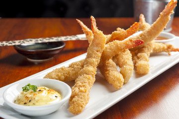 Tasty dish of jumbo prawns, professional chef cooked in the restaurant.