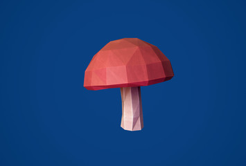 Low poly mushroom. 3D illustration 