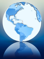 Caribbean on blue globe