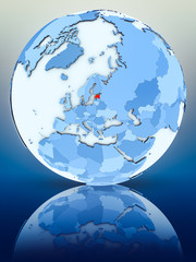 Obraz premium Estonia on blue globe