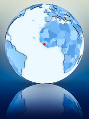 Sierra Leone on blue globe