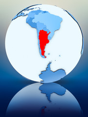 Argentina on blue globe