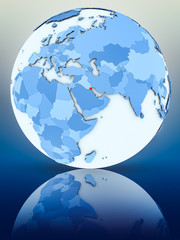 Kuwait on blue globe