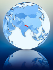 Obraz na płótnie Canvas Nepal on blue globe