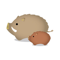 2019 亥年 年賀状素材 / イノシシ置き物イラスト