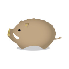 2019 亥年 年賀状素材 / イノシシ置き物イラスト