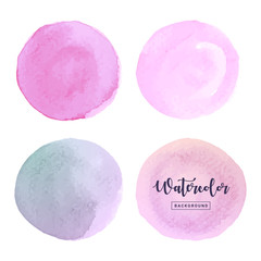 Watercolor stains background. Circle watercolor frame in pastel color for decorate banner and printing design. Vector illustration