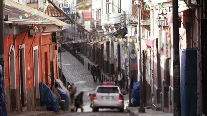 Old Street in La Paz, Bolivia. 