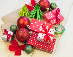 Christmas gift boxes and decorations