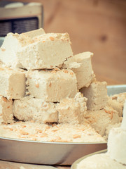 Halva with vanilla and pistachio on stall at bazaar
