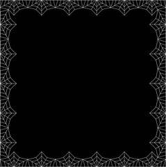 Halloween square spider web border on black background isolated