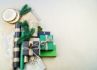 Packing New Year's and Christmas gift paper black