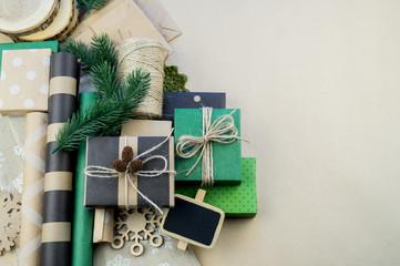 Packing New Year's and Christmas gift paper black