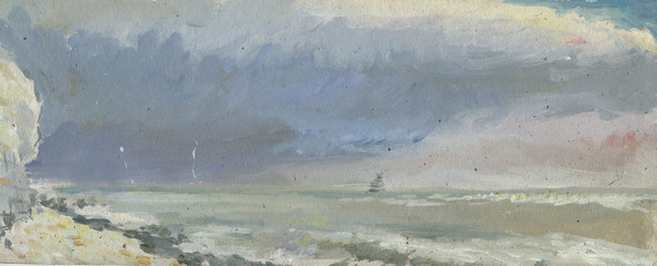 storm on the sea painting