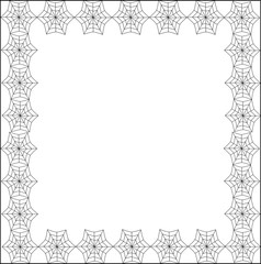 Fototapeta premium Halloween square black spiderweb frame with copy space on white background.