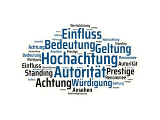 Das Wort - Hochachtung - abgebildet in einer Wortwolke mit zusammenhängenden Wörtern