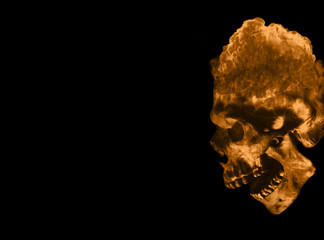 Abstract Scary Fiery Demon Skull Glowing