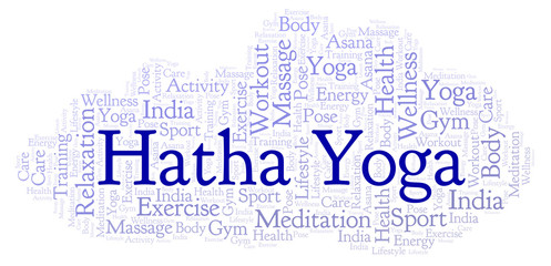 Obraz premium Hatha Yoga word cloud.