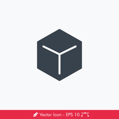 Simple Cube Box (Package) Icon / Vector