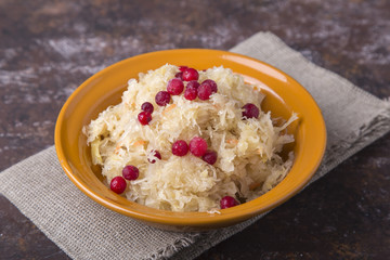 Sauerkraut with  cranberry and onion. Juicy sauerkraut with berries