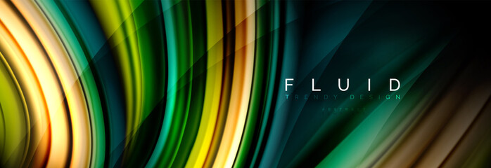 Wave fluid flowing colors motion effect, holographic abstract background. Vector illustration