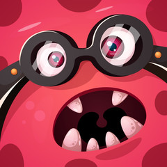Funny, cute crazy monster character. Halloween illustration. For printing on T-shirts. Vector eps 10