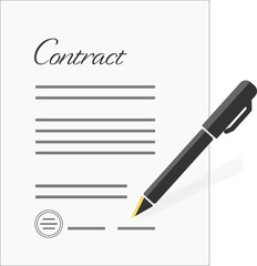 Signature contract form, privacy, isolated, white background with pen