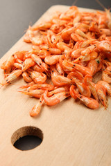 Boiled shrimp, seafood.