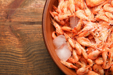 Boiled shrimp, seafood.