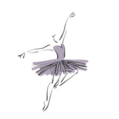art sketched beautiful young ballerina with tutu in ballet pose on white background © Irina_QQQ